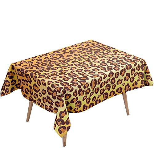 Tischdecke Abwaschbar Wasserdicht Abwischbar Schmutzabweisend, DOTBUY 3D Rechteckige Tischtuch Eckig Tischwäsche für Home Küche Garten Dekoration mit 4 klammern (Leopard,90x90cm) von DOTBUY-shop