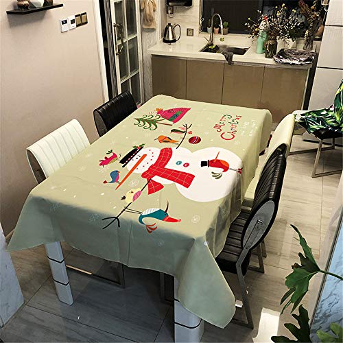 Weihnachtstischdecke Tischdecke Wasserabweisend Lotuseffekt, DOTBUY Weihnachten Tischtuch mit Lustigen Elchen Eyecatcher in Winter Weihnachten (Kleiner Vogel,100x140cm) von DOTBUY-shop