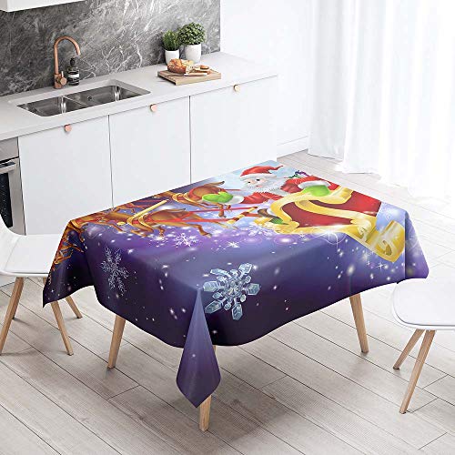 Weihnachtstischdecke Tischdecke Wasserabweisend Lotuseffekt, DOTBUY Weihnachten Tischtuch mit Lustigen Elchen Eyecatcher in Winter Weihnachten (Lila Schneeflocke,90x90cm) von DOTBUY-shop