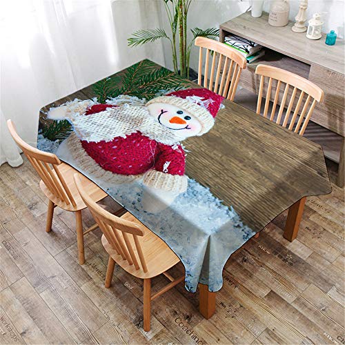 Weihnachtstischdecke Tischdecke Wasserabweisend Lotuseffekt, DOTBUY Weihnachten Tischtuch mit Lustigen Elchen Eyecatcher in Winter Weihnachten (Schneemann 7,100x140cm) von DOTBUY-shop