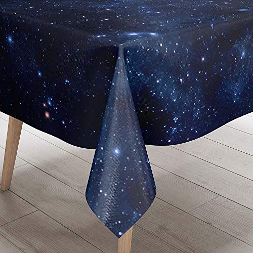 DOTBUY 3D Tischdecke Abwaschbar, Wasserabweisende Tischdecke Rechteckig Abwischbare Wachstuch für Desktop Dekorative Tuch Hotel Bankett Party Garten (Blauer Sternenhimmel,100x140cm) von DOTBUY