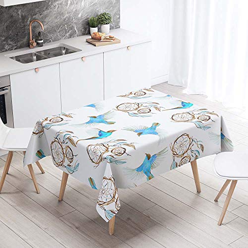 DOTBUY 3D Tischdecke Abwaschbar, Wasserabweisende Tischdecke Rechteckig Abwischbare Wachstuch für Desktop Dekorative Tuch Hotel Bankett Party Garten (Bluebird,90x90cm) von DOTBUY