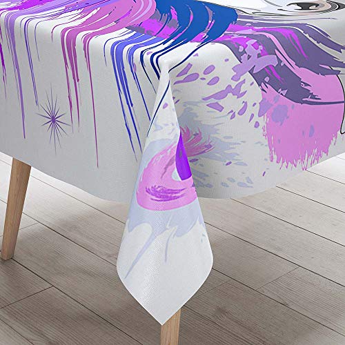 DOTBUY 3D Tischdecke Abwaschbar, Wasserabweisende Tischdecke Rechteckig Abwischbare Wachstuch für Desktop Dekorative Tuch Hotel Bankett Party Garten (Einhorn,60x60cm) von DOTBUY