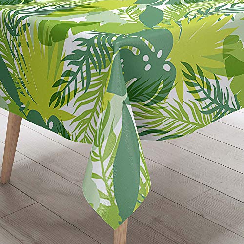 DOTBUY 3D Tischdecke Abwaschbar, Wasserabweisende Tischdecke Rechteckig Abwischbare Wachstuch für Desktop Dekorative Tuch Hotel Bankett Party Garten (Grüner tropischer,60x60cm) von DOTBUY