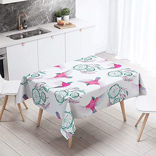 DOTBUY 3D Tischdecke Abwaschbar, Wasserabweisende Tischdecke Rechteckig Abwischbare Wachstuch für Desktop Dekorative Tuch Hotel Bankett Party Garten (Kolibri,100x140cm) von DOTBUY