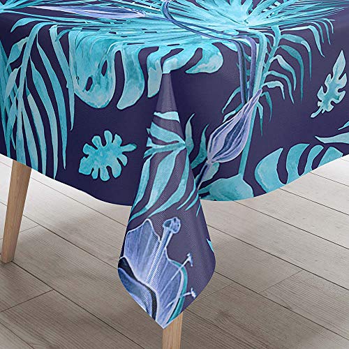 DOTBUY 3D Tischdecke Abwaschbar, Wasserabweisende Tischdecke Rechteckig Abwischbare Wachstuch für Desktop Dekorative Tuch Hotel Bankett Party Garten (Navy blau,140x160cm) von DOTBUY