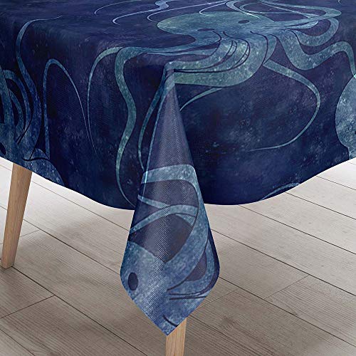 DOTBUY 3D Tischdecke Abwaschbar, Wasserabweisende Tischdecke Rechteckig Abwischbare Wachstuch für Desktop Dekorative Tuch Hotel Bankett Party Garten (Navy blau,140x180cm) von DOTBUY