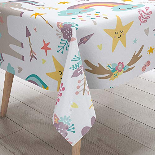 DOTBUY 3D Tischdecke Abwaschbar, Wasserabweisende Tischdecke Rechteckig Abwischbare Wachstuch für Desktop Dekorative Tuch Hotel Bankett Party Garten (Regenbogen,90x90cm) von DOTBUY