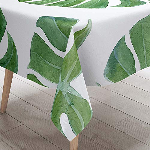 DOTBUY Tischdecke Abwaschbar Garten, Wasserabweisende Tischdecke Rechteckig Abwischbare Wachstuch Desktop Dekorative Tuch Hotel Bankett Party (Grünes Blatt A,140x180cm) von DOTBUY