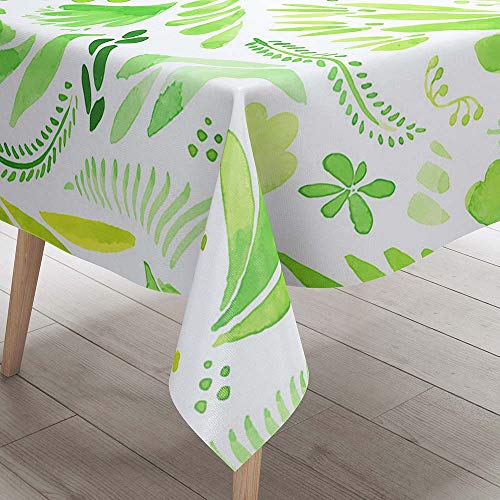 DOTBUY Tischdecke Abwaschbar Garten, Wasserabweisende Tischdecke Rechteckig Abwischbare Wachstuch Desktop Dekorative Tuch Hotel Bankett Party (Grünes Blatt D,140x220cm) von DOTBUY