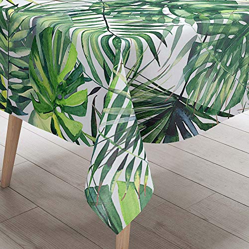 DOTBUY Tischdecke Abwaschbar Garten, Wasserabweisende Tischdecke Rechteckig Abwischbare Wachstuch Desktop Dekorative Tuch Hotel Bankett Party (Grünes Blatt G,140x160cm) von DOTBUY