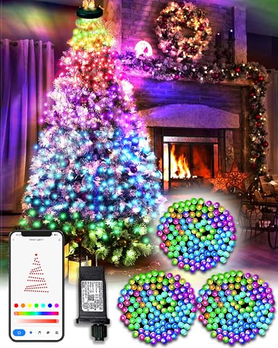 DOTWAYAW Smart Lichterkette 60M 600 LED Weihnachtsbaum - App-gesteuerte Lichter für Weihnachten mit 16 Millionen RGB Farben LED-Lichtern von DOTWAYAW