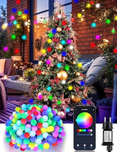 DOTWAYAW Smart Lichterkette Weihnachtsbaum 20M 200LED Globe Weihnachtsdeko Lichterkette -App-Gesteuerte Lichter für Weihnachtenrn von DOTWAYAW