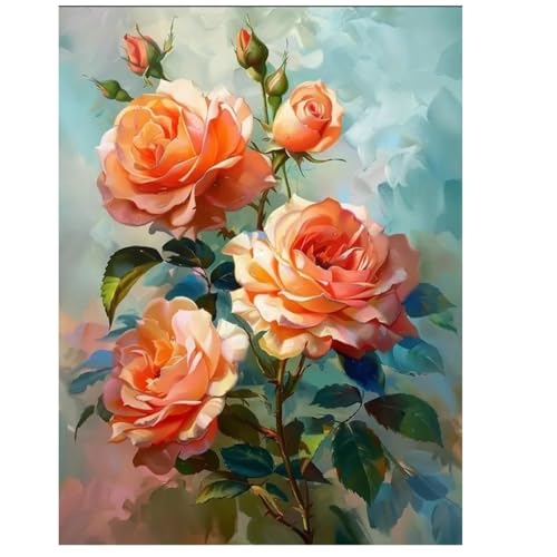 DOUKOYEE 5D DIY Diamond Painting Kinder Erwachsene Blumen Rose Bilder Malerei Bunt Muster Stickerei Kits 5D Diamantmalerei Home Wanddekoration Wohnzimmer Schlafzimmer Eingang Dekoration (D) von DOUKOYEE