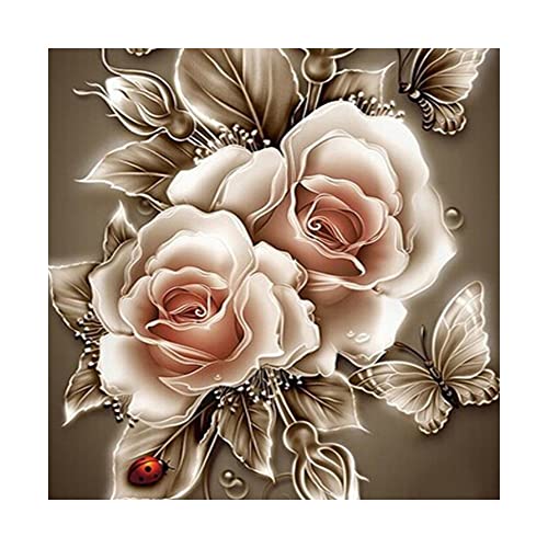 DOUKOYEE Diamond Painting Blumen Pfingstrose Rose Erwachsene Kinder DIY Malen 5d Diamantmalerei Diamant Painting Kits Mosaikherstellung Bilder Malerei Home Wand Decor Geschenk (D, 25x25 cm) von DOUKOYEE