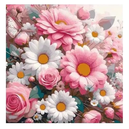 DOUKOYEE Diamond Painting Kits Rose Schmetterling Blumen Adult Kinder Diamant Bilder Malerei Set DIY Mosaikherstellung, Home Wanddekoration Wohnzimmer Schlafzimmer Wand Eingang Dekoration (EE) von DOUKOYEE