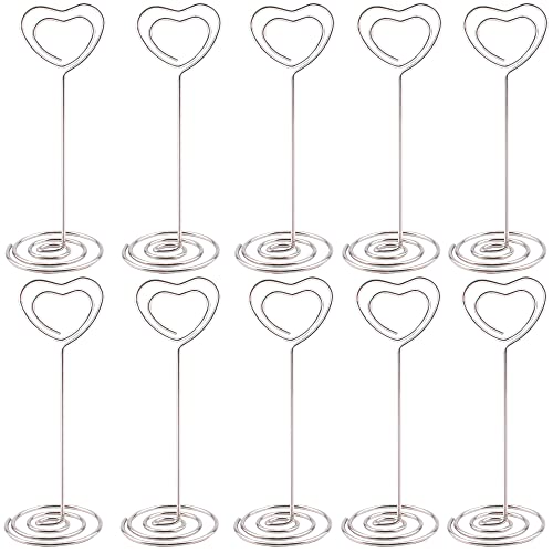 Herz Tischkartenhalter,10pcs Metall Kartenhalter Fotohalter Clip Memo Clip Halter Ständer Hochzeit Platzkartenhalter für Foto Bilder Card Note Clip von DOULEIN