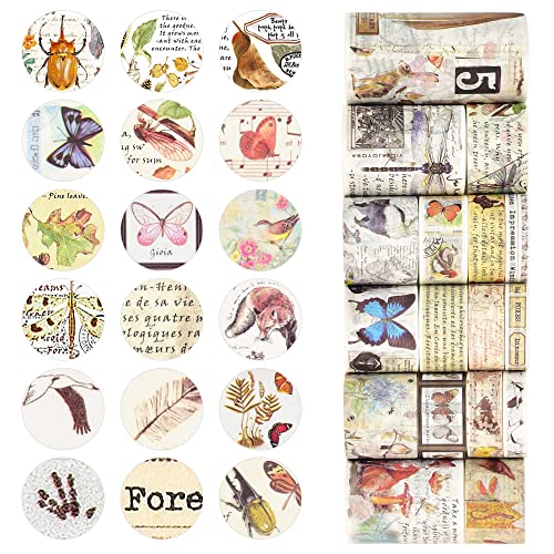 DOUSELLA 18 Rollen Scrapbooking Sticker Vintage Bastelpapier Washi Aufkleber Retro Tiere Aufkleber Ästhetische Sticker Set Dekoratives Vintage Klebeband für DIY Fotoalben Journaling Notizbuch von DOUSELLA