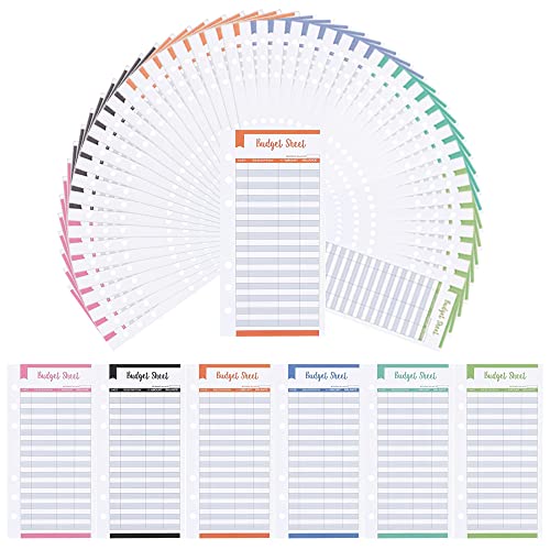DOUSELLA 48 Stück Budget Blätter Budget Planner A6 Binder Budget Sheet 6 Löcher Budget Papier Binder Budget Karten Budget Geld Organizer Rechnung Organizer Geldumschläge Nachfüllpapier für Ringbuch von DOUSELLA