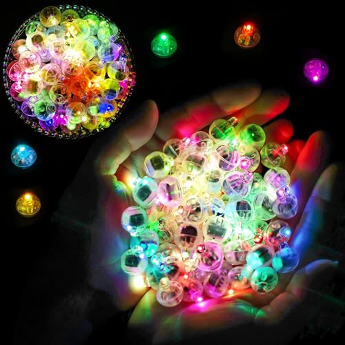 DOUUCO 100 Stück LED-Ballons Lichter, Runde Mini LED Ballonlichter, Warmweiß Hochzeit Licht, Bunte Blinkende Party Licht für Geburtstag Halloween Weihnachten Karneval Bar Klub Dekor Papierlaterne von DOUUCO