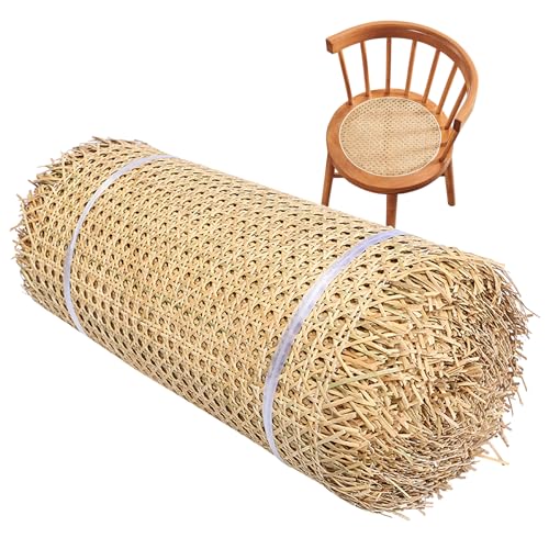 Natürliche Wiener Geflecht, Rattan Geflecht Meterware, Gewebter, Offenmaschiger Rattan Stoff, Rattan Gurtband Rolle Für Möbel, Stühle, Schränke, Decken, Körbe Und DIY-Rohrstock-Pro(Size:5m,Color:45cm) von DOUZIO