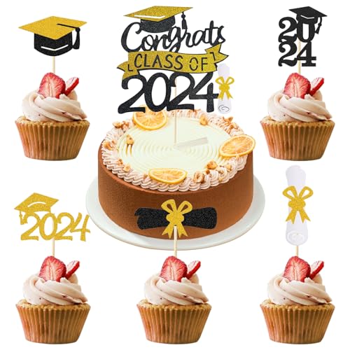 DOWNDRIFT 13 Stück Abschluss Tortendeko Graduation Cupcake Deko Graduation Hut Kuchen Bachelor Graduation Cupcake Toppers Abschlussfeiern Kuchen Deko für Graduation Abschlussparty Abschlussproms von DOWNDRIFT