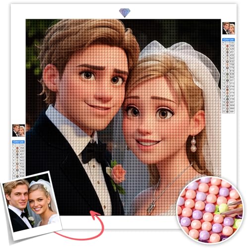 DPDP Diamond Painting Eigenes Foto, Personalisiert Cartoon Diamond Painting Bilder Custom 5D DIY Diamant Painting Set, Benutzerdefinierte Geschenke Full Diamant Bilder Home Decor von DPDP