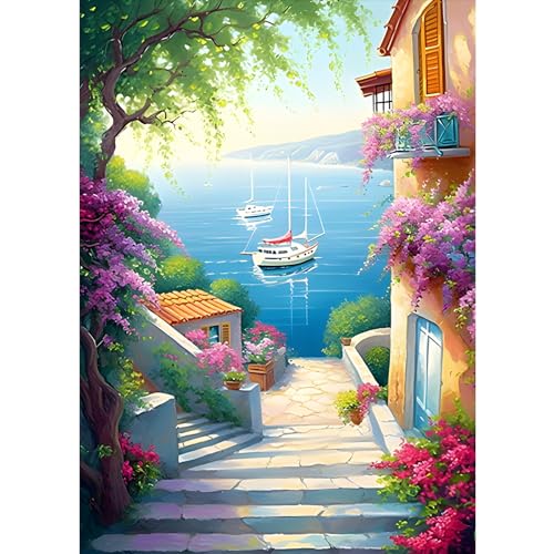 DPHERO 5D Strand Diamant Painting Bilder für Erwachsene Kinder,Landschaft Diamond Painting Set,DIY Strass Bilder Fantasie Diamant Kunst Kits,Runde Steine Diamant Painting Zuhause Dekor 30x40cm von DPHERO