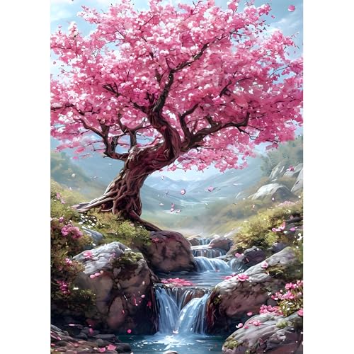 DPHERO DIY Baum des Lebens Diamant Painting Bilder für Erwachsene Anfänger,5D Fluss Diamond Painting Set,DIY Blumen Runde Steine Diamant Kunst Kits, Diamant Painting für Zuhause Dekor 30x40cm von DPHERO