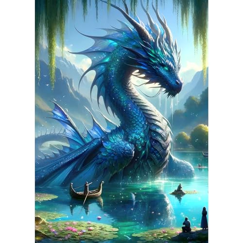 DPHERO DIY Drache Diamant Painting Bilder für Erwachsene Anfänger,5D Traumland Diamond Painting Set,DIY Runde Steine Fantasie Diamant Kunst Kits, Diamant Painting für Zuhause Dekor 30x40 cm von DPHERO