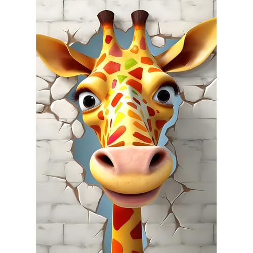 DPHERO DIY Giraffe Diamant Painting Bilder für Erwachsene Anfänger,5D Zeichentrickfilm Diamond Painting Set,DIY Runde Steine Diamant Kunst Kits,3D Visuell Diamant Painting für Zuhause Dekor 30x40 cm von DPHERO