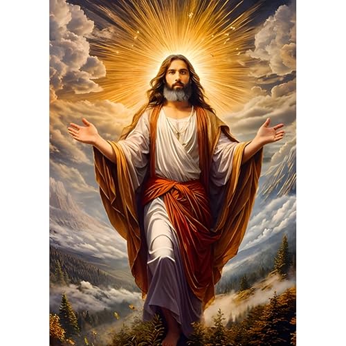 DPHERO DIY Jesus Diamant Painting Bilder für Erwachsene Anfänger,5D Licht des Lebens Diamond Painting Set,DIY Traumland Runde Steine Diamant Kunst Kits, Diamant Painting für Zuhause Dekor 30x40 cm von DPHERO