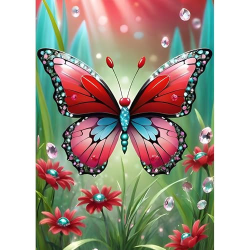 DPHERO DIY Schmetterling Diamant Painting Bilder für Erwachsene Anfänger,5D Blumen Diamond Painting Set,DIY Runde Steine Diamant Kunst Kits,Fantasie Diamant Painting für Zuhause Dekor 30x40 cm von DPHERO