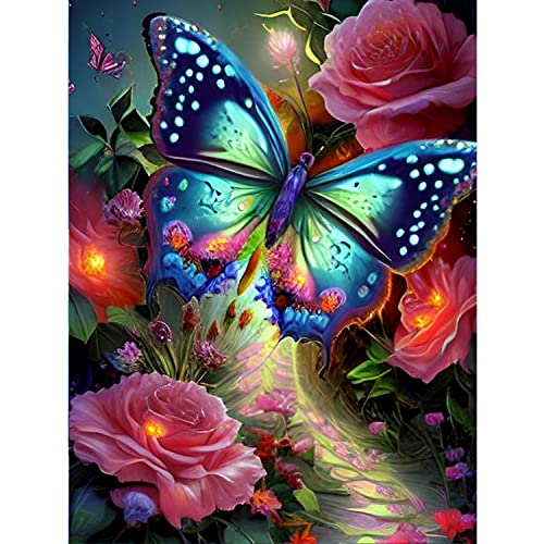 DPHERO DIY Schmetterling Diamant Painting Bilder für Erwachsene Kinder,5D Blumen Diamond Painting Set,DIY Strass Bilder Tier Diamant Kunst Kits,Runde Steine Diamant Painting für Zuhause Dekor 30x40cm von DPHERO