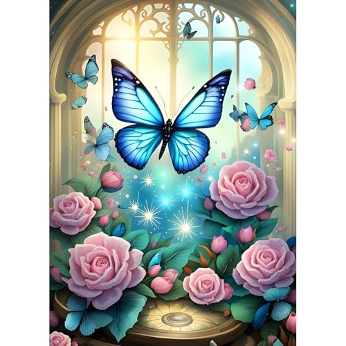 DPHERO DIY Schmetterling Diamant Painting Kits Bilder für Erwachsene Anfänger,5D Fenster Diamond Painting Set,DIY Blumen Runde Steine Diamant Kunst Kits, Diamant Art für Zuhause Dekor 30x40 cm DPHERO DIY Schmetterling Diamant Painting Kits Bilder für Erwachsene Anfänger,5D Fenster Diamond Painting Set,DIY Blumen Runde Steine Diamant Kunst Kits, Diamant Art für Zuhause Dekor 30x40 cm von DPHERO