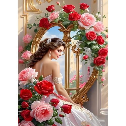 DPHERO DIY Schönheit Diamant Painting Bilder für Erwachsene Anfänger,5D Fenster Diamond Painting Set,DIY Runde Steine Blumen Diamant Kunst Kits,Haus Diamant Painting für Zuhause Dekor 30x40 cm von DPHERO