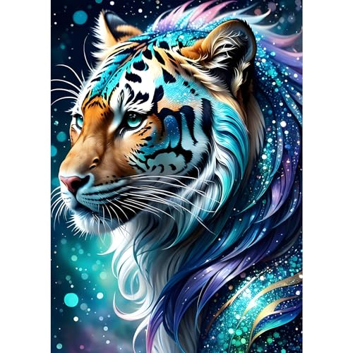 DPHERO DIY Tiger Diamant Painting Bilder für Erwachsene Anfänger,5D Fantasie Diamond Painting Set,DIY Runde Steine Traumland Diamant Kunst Kits, Diamant Painting für Zuhause Dekor 30x40 cm von DPHERO