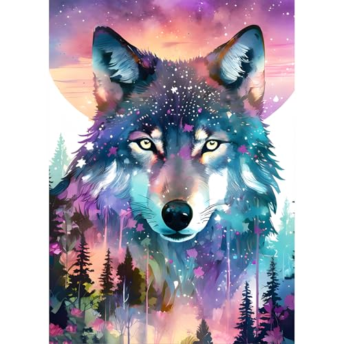 DPHERO DIY Timber Wolf Diamant Painting Bilder für Erwachsene Anfänger,5D Wolf Diamond Painting Set,DIY Fantasie Runde Steine Diamant Kunst Kits, Diamant Art für Zuhause Dekor 30x40cm von DPHERO