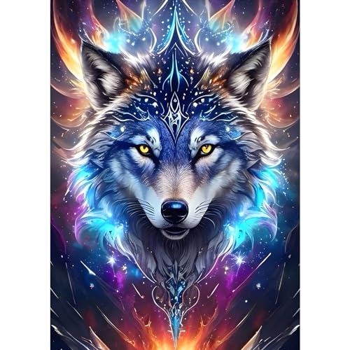 DPHERO DIY Wolf Diamant Painting Bilder für Erwachsene Anfänger,5D Fantasie Diamond Painting Set,DIY Runde Steine Traumland Diamant Kunst Kits, Wolf Diamant Painting für Zuhause Dekor 30x40 cm von DPHERO