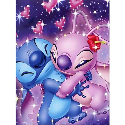 DPHERO Stich Diamant Painting Bilder für Erwachsene Kinder,5D Cartoon Diamond Painting Set,DIY Strass Bilder Anime Tiere Diamant Kunst Kits,Runde Steine Diamant Painting für Zuhause Dekor 30x40 cm von DPHERO