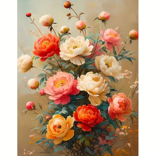 DPIDEA Blumen Diamant Painting Bilder für Erwachsene Anfänger, 5D Diamond Painting Blumen, DIY Diamond Painting Bilder, Diamant Malerei Runde Steine für Zuhause Dekor 30x40 cm von DPIDEA