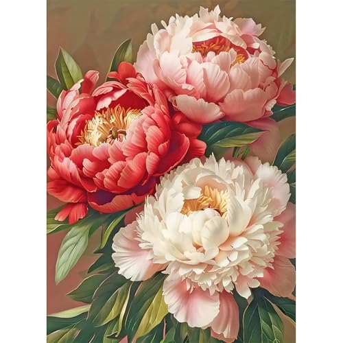 DPIDEA Blumen Diamant Painting Bilder für Erwachsene Kinder, 5D Blumen Diamond Painting Set, DIY Diamond Painting Bilder Blumen, Runde Steine Diamant Painting für Zuhause Dekor 30x40 cm von DPIDEA