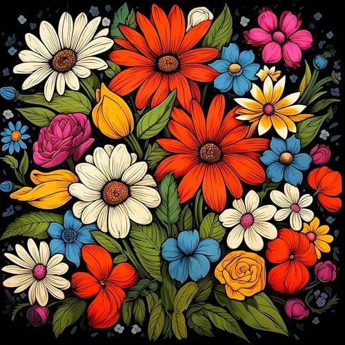 DPIDEA Diamant Painting Bilder, Blumen Diamond Painting für Erwachsene, 5D Diamond Painting DIY Diamant Malerei Daisy Runde Steine für Zuhause Dekor 30x30 cm von DPIDEA