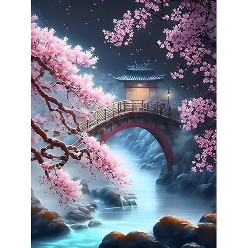 DPIDEA Diamant Painting Bilder für Erwachsene, Diamond Painting Landschaft DIY 5D Diamant Malerei Kit Runde Steine Diamant Painting für Zuhause Dekor 30x40 cm von DPIDEA