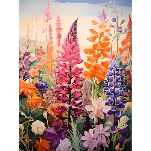 DPIDEA Blumen Diamond Painting, Diamant Painting Bilder für Erwachsene DIY 5D Diamant Painting Blumen Runde Steine für Zuhause Dekor 30x40 cm von DPIDEA