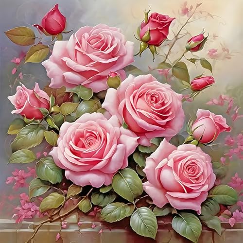 DPIDEA Diamond Painting Blumen Diamant Painting Bilder Blumen Diamond Painting für Erwachsene Kinder Blumen Diamant Malerei Stickerei Set Kreuzstich Bilder für Zuhause Dekor 30x30 cm von DPIDEA