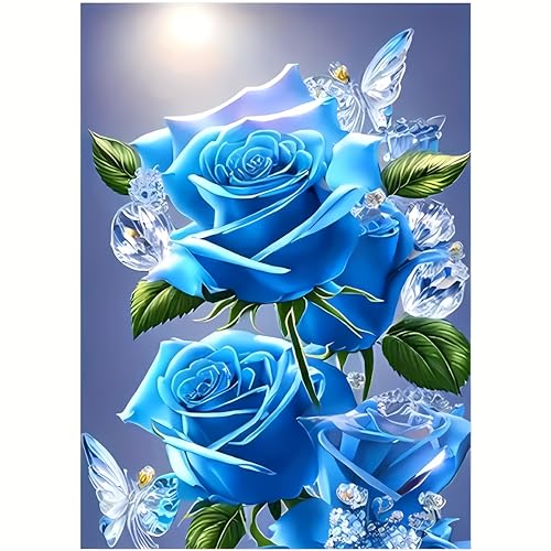 DPIDEA Diamond Painting Rose 5D Diamant Painting Blaue Rosa Diamond Painting Bilder für Erwachsene, DIY Diamant Malerei Runde Steine für Zuhause Dekor 30x40 cm von DPIDEA