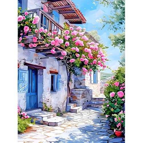 DPIDEA Diamond Painting für Erwachsene, Haus Blumen Diamant Painting Bilder 5D Diamond Painting DIY Diamond Painting für Zuhause Dekor 30x40 cm von DPIDEA