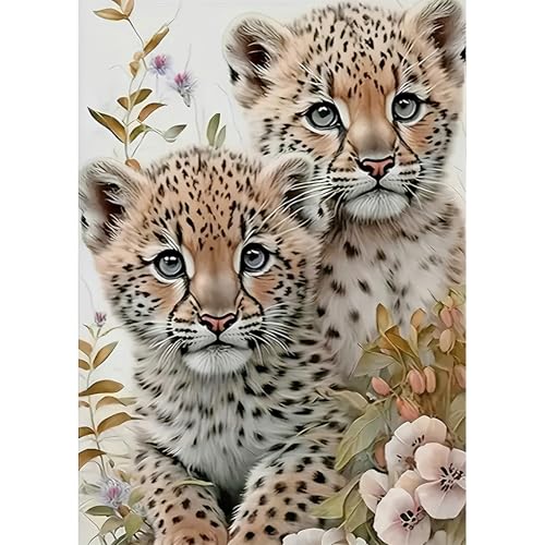 DPIDEA Leopard Diamant Painting Bilder für Erwachsene Kinder, Leopard Diamond Painting 5D DIY Diamond Painting Bilder Kleiner Leopard, Runde Steine Diamant Painting für Zuhause Dekor 30x40 cm von DPIDEA