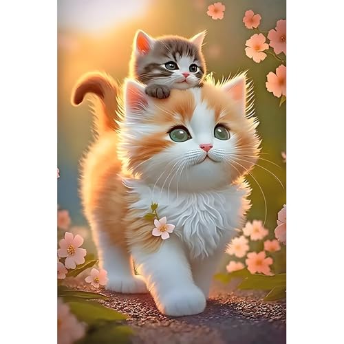 DPIDEA Katze Diamond Painting für Erwachsene, DIY 5D Diamant Painting Bilder Katze, Runde Steine Diamant Kunst Kits für Zuhause Dekor 30x40 cm von DPIDEA